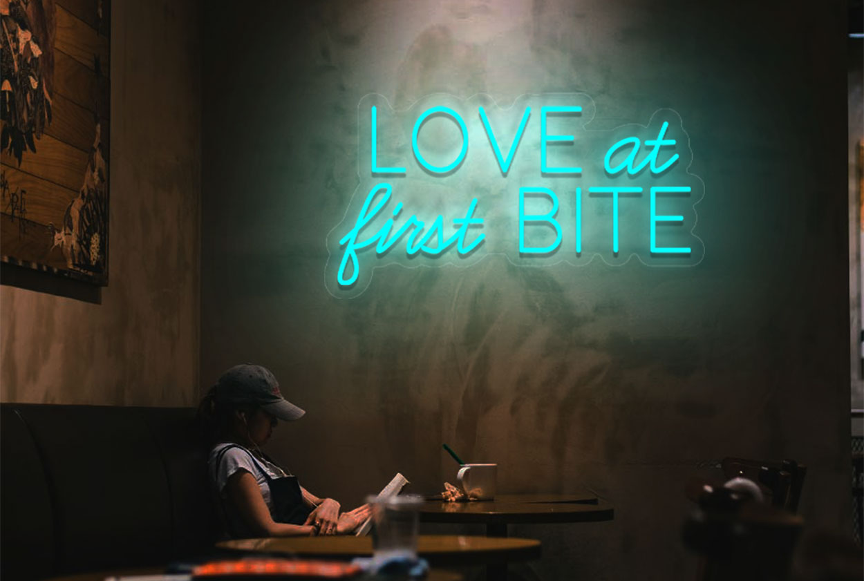 "LOVE at first BITE" LED Neon Sign