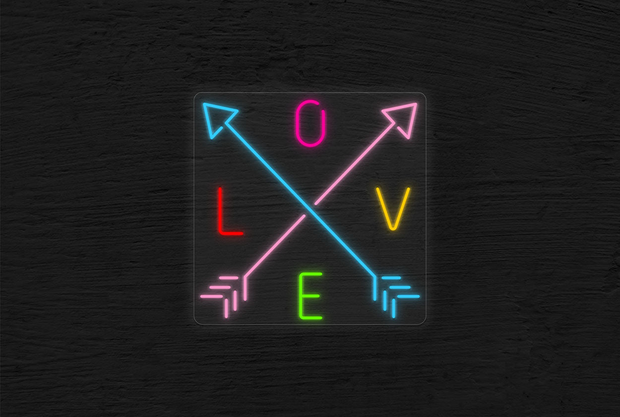 Colorful "LOVE" with 2 Arrows LED Neon Sign