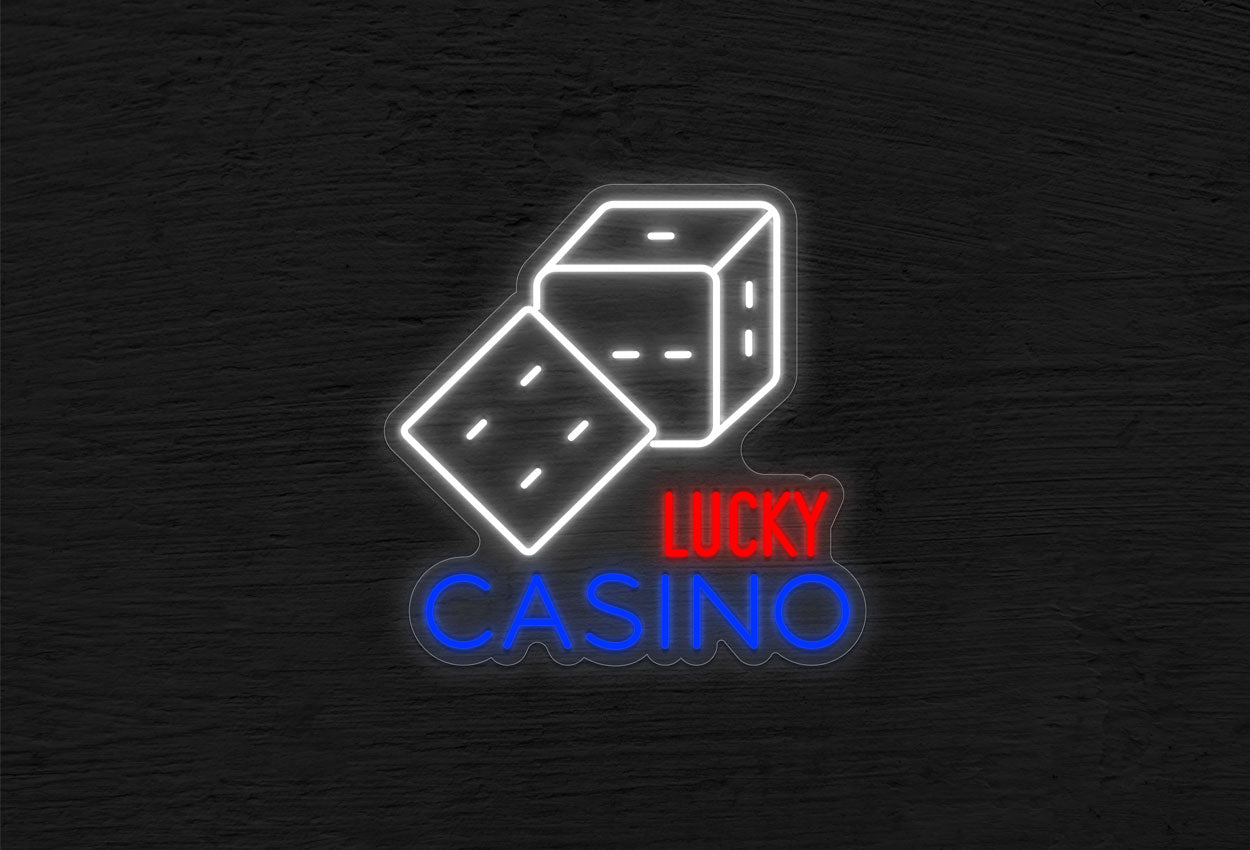 Lucky Casino with 2 Dice LED Neon Sign