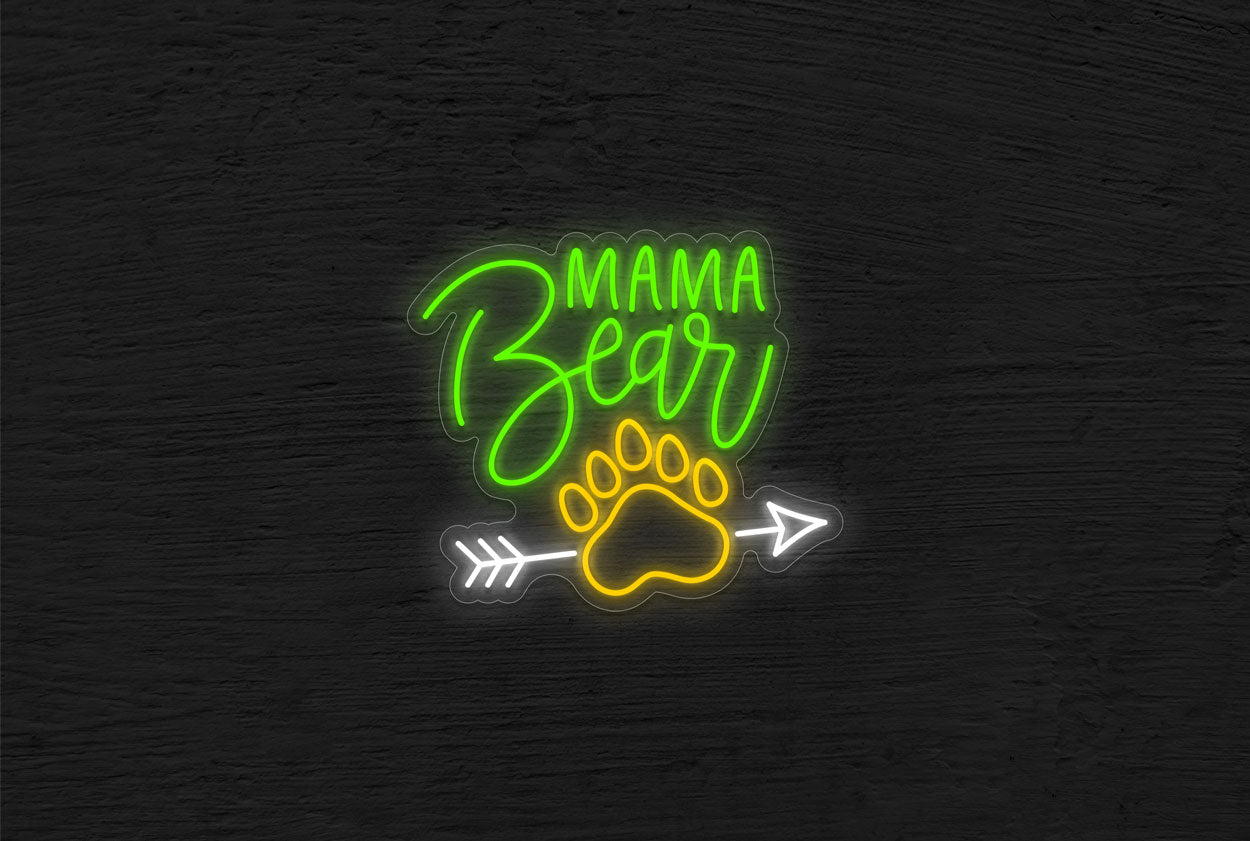 "Mama Bear" with Bear Footprint and Arrow LED Neon Sign