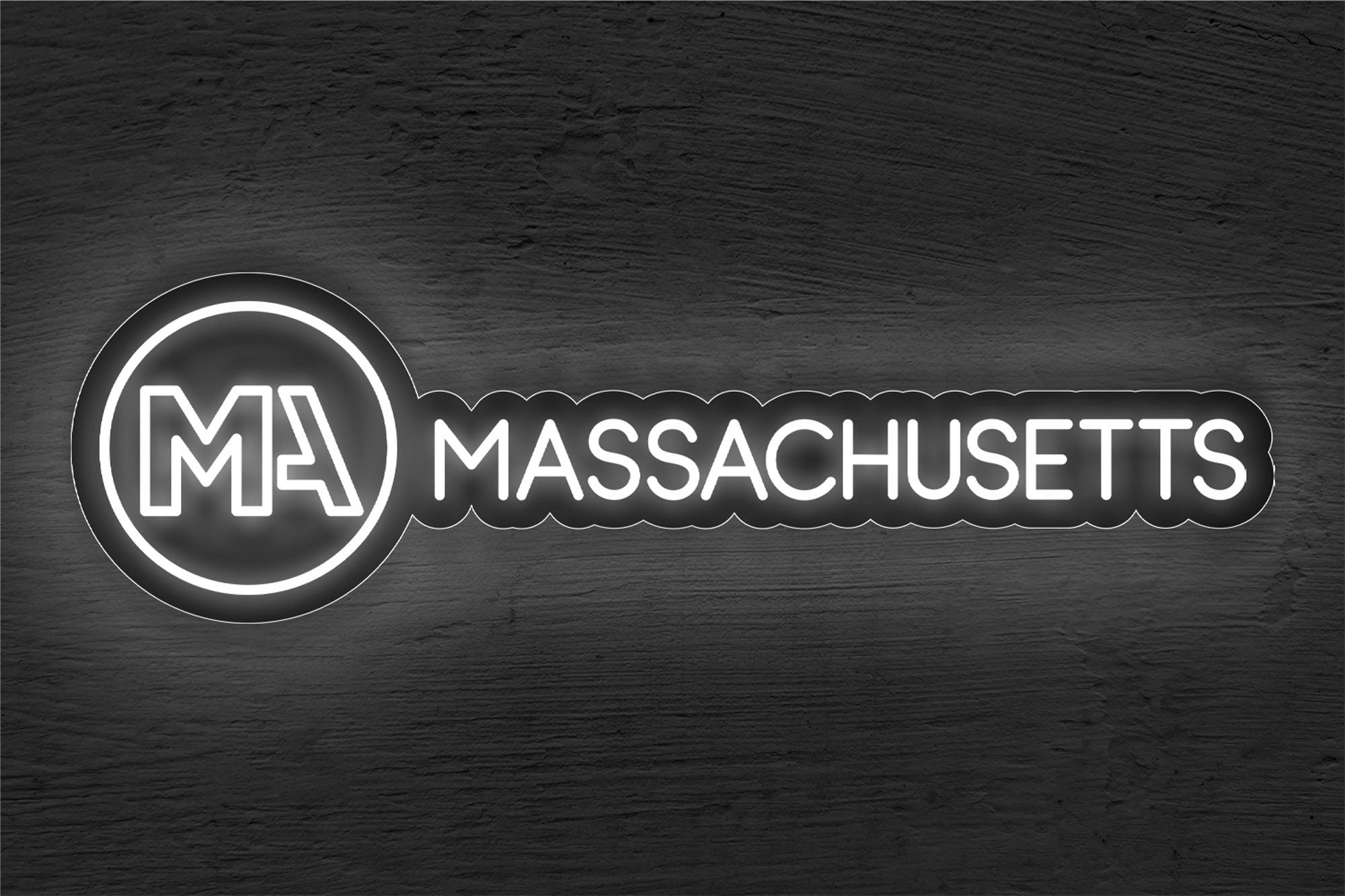 Massachusetts with Logo LED Neon Sign