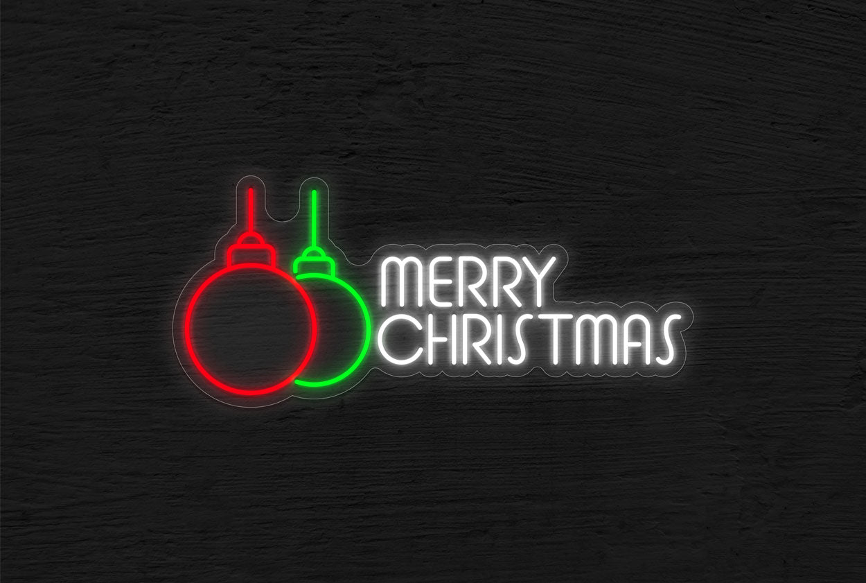 "Merry Christmas" with Xmas Balls LED Neon Sign