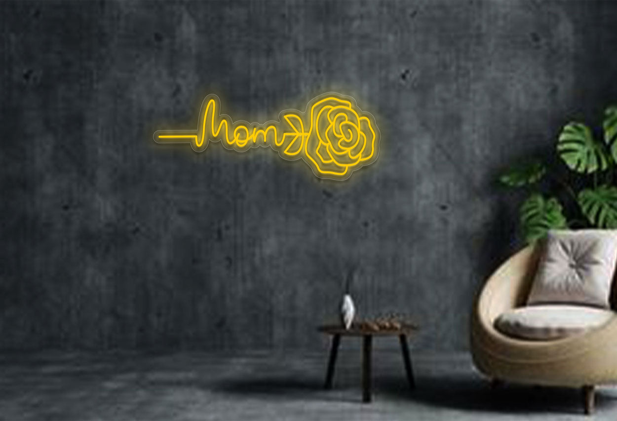 "Mom" and a Rose LED Neon Sign
