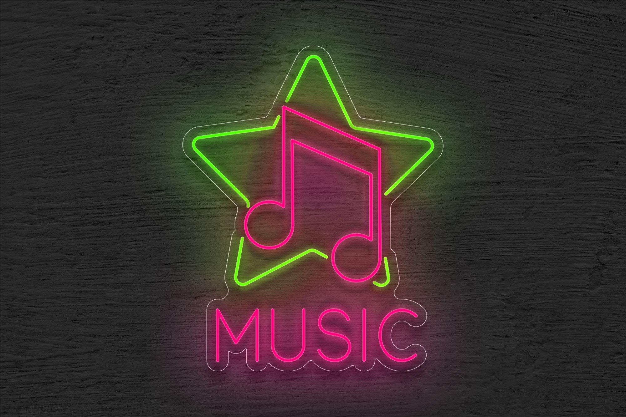 Star and Beam Note "Music" LED Neon Sign