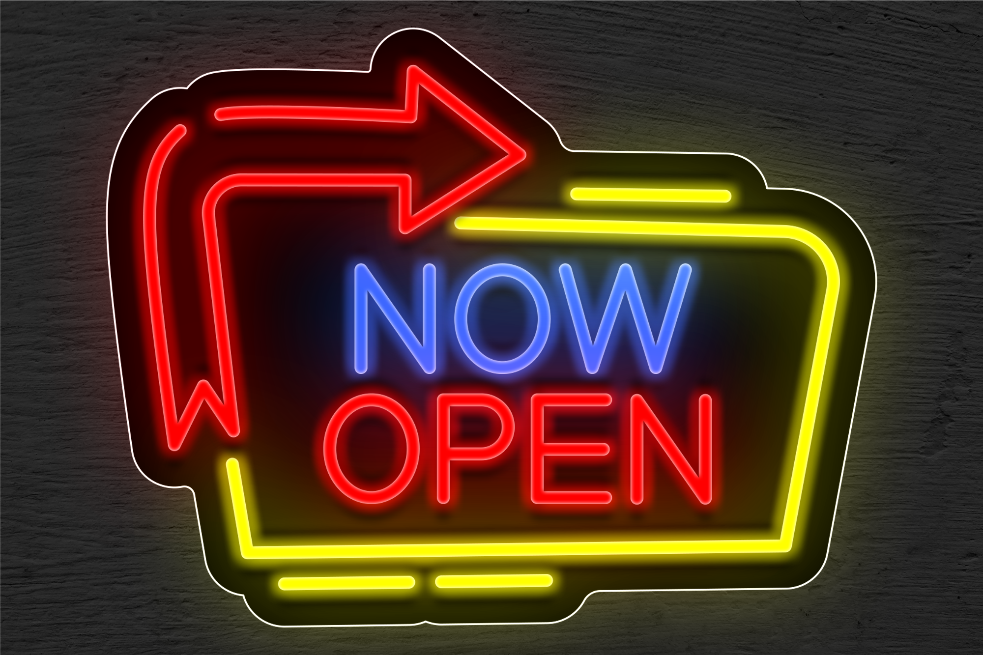 Multi-color "NOW OPEN" with Arrow LED Neon Sign