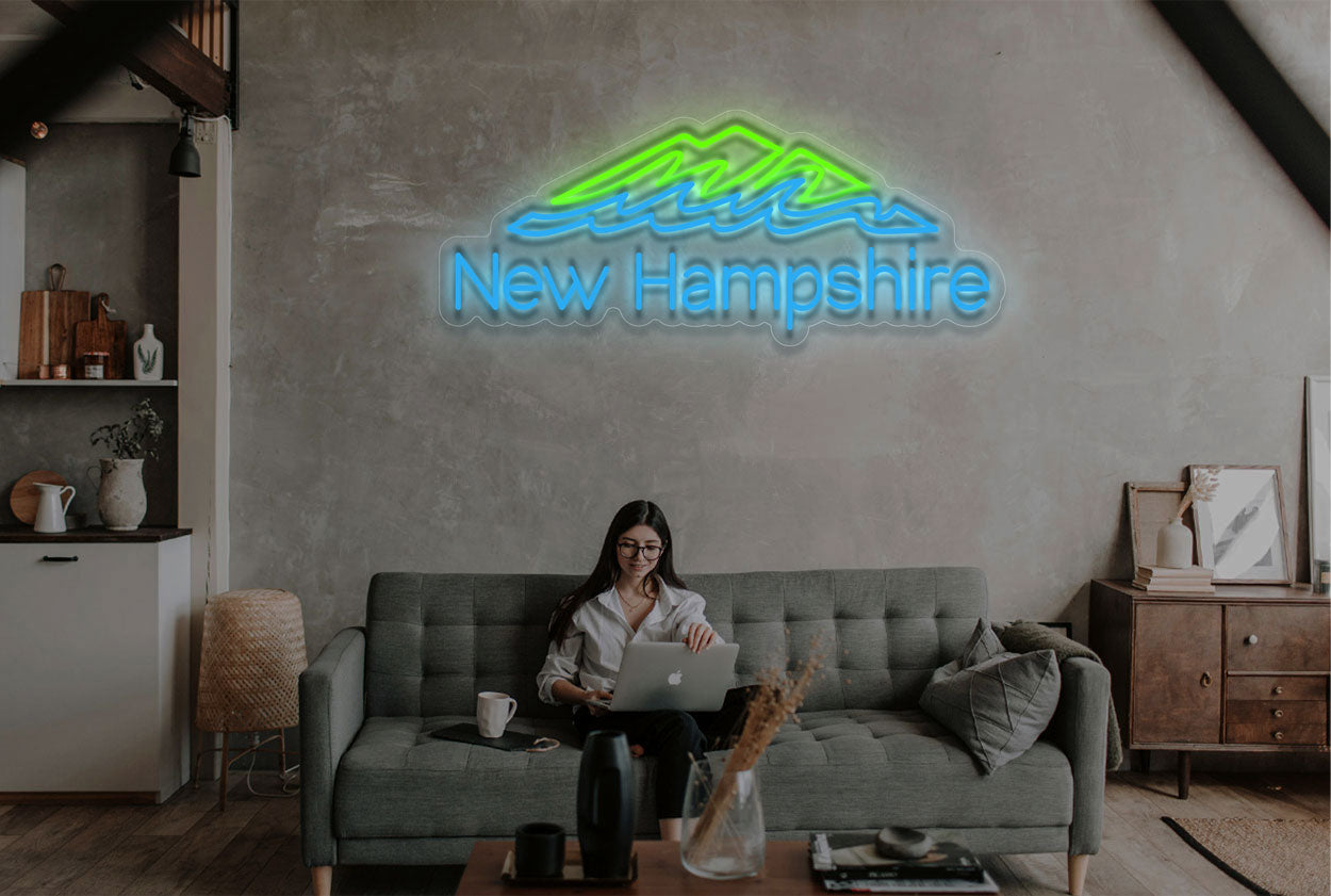 New Hampshire with Mountain Logo LED Neon Sign