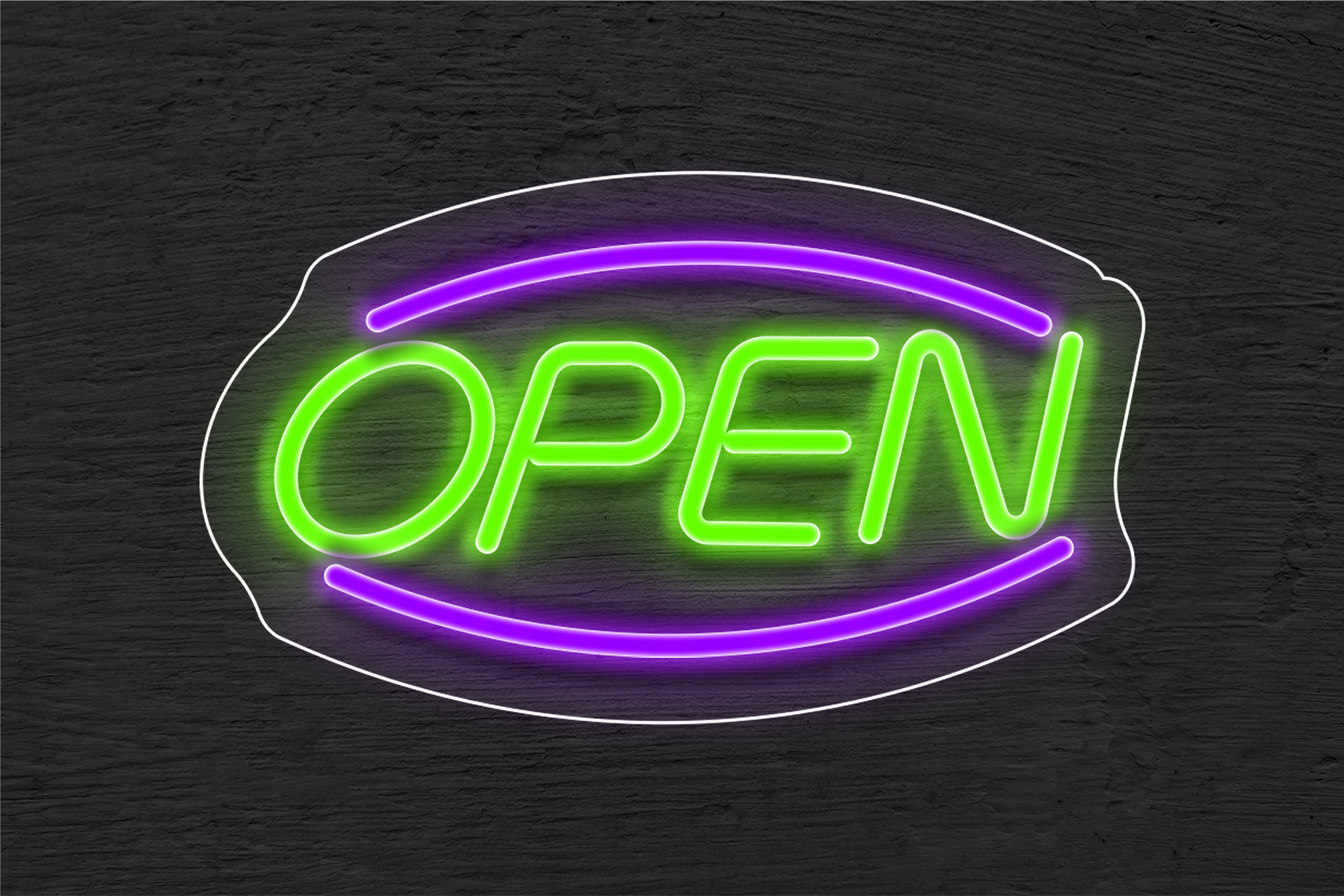 "Open" with Arc Border LED Neon Sign