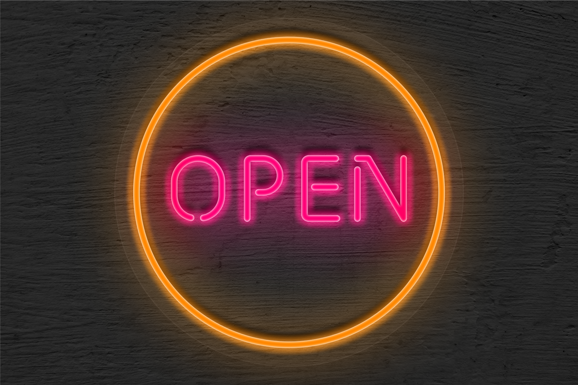 Open with Circle Border LED Neon Sign