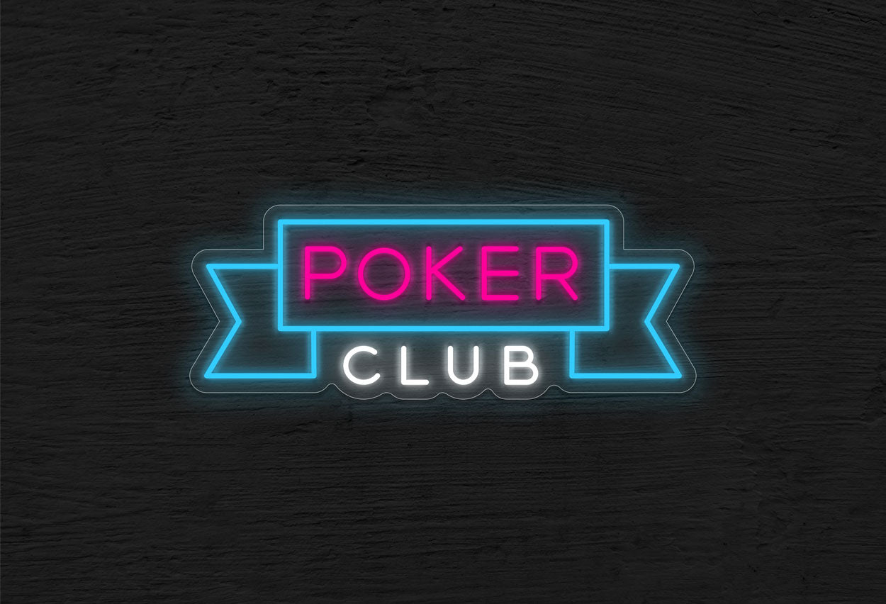 Poker Club with Border LED Neon Sign