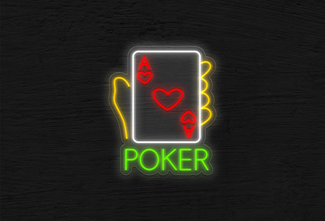 Poker and Ace of Heart LED Neon Sign
