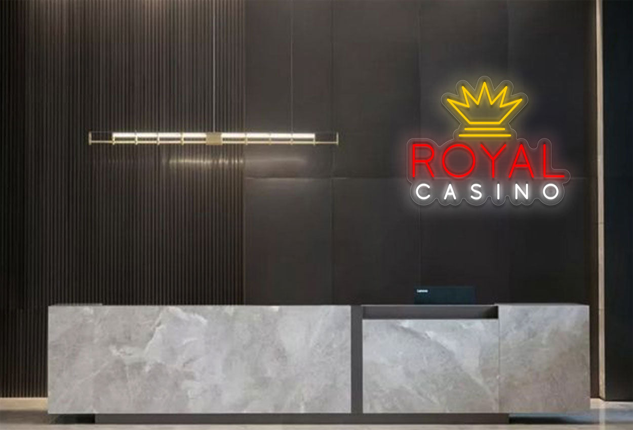 Royal Casino with Crown LED Neon Sign
