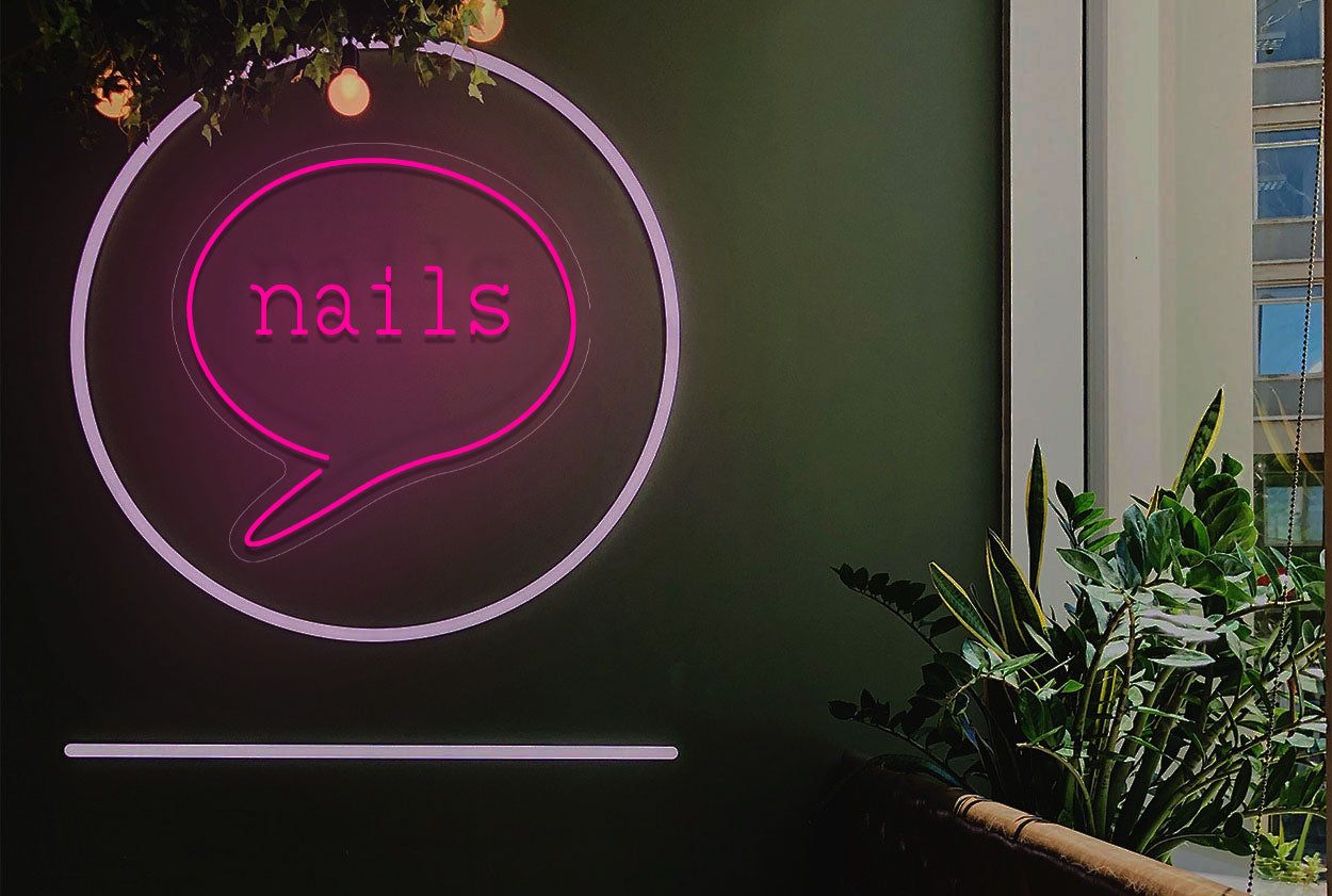 "Nails" inside Callout LED Neon Sign