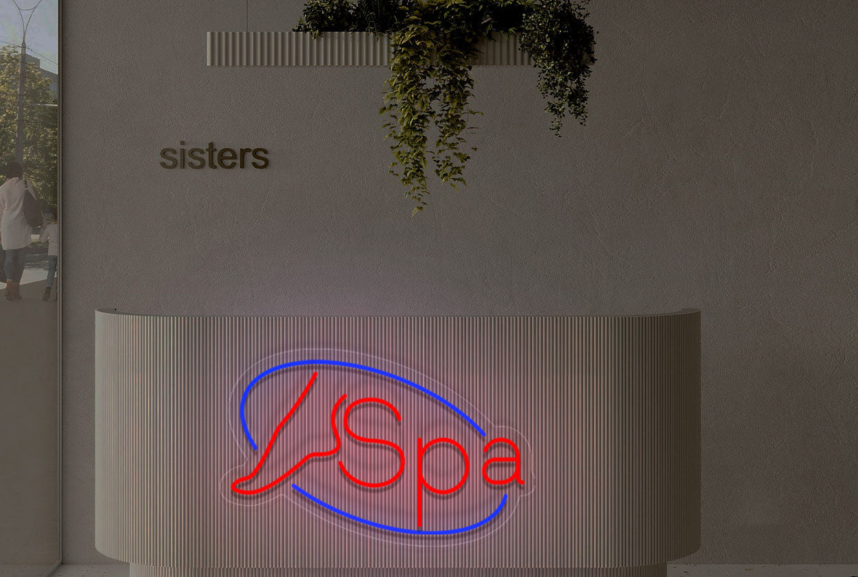 Foot "Spa" with Border LED Neon Sign