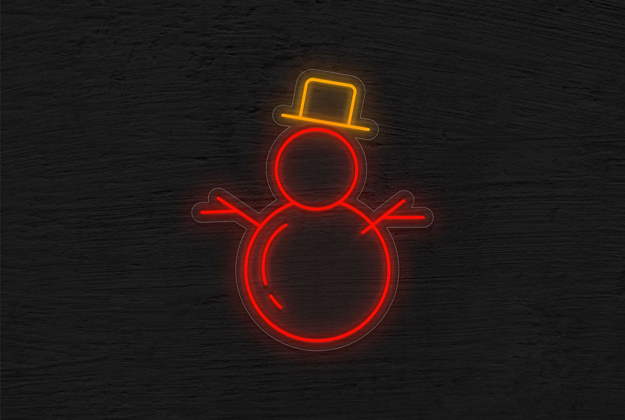 Snowman with a Hat LED Neon Sign
