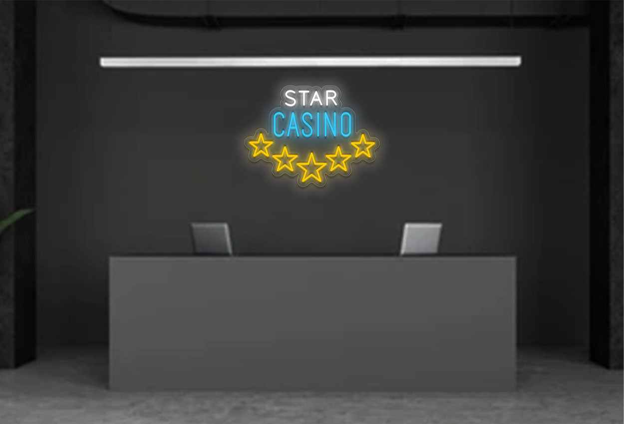Star Casino with 5 Stars LED Neon Sign