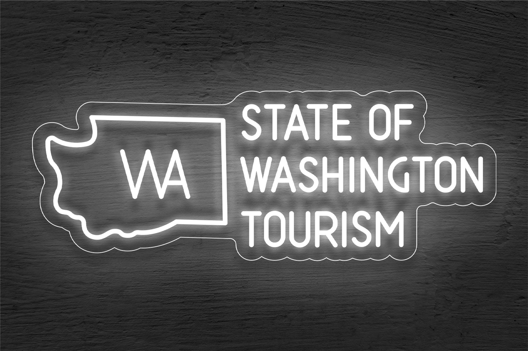 Map and WA State of Washington Tourism LED Neon Sign