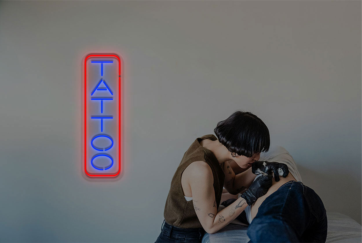 Vertical "Tattoo" with Border LED Neon Sign
