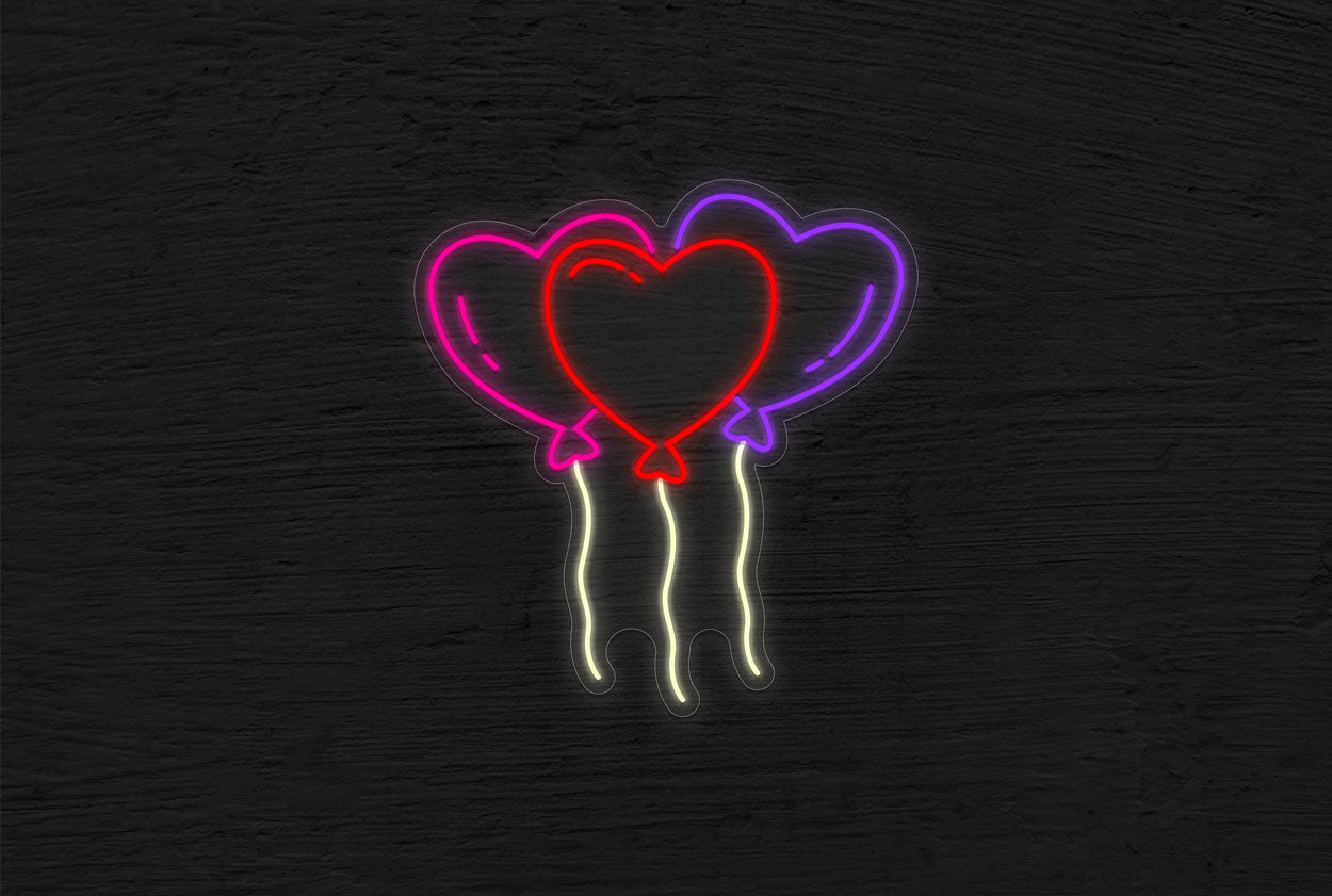 3 Heart Balloons LED Neon Sign