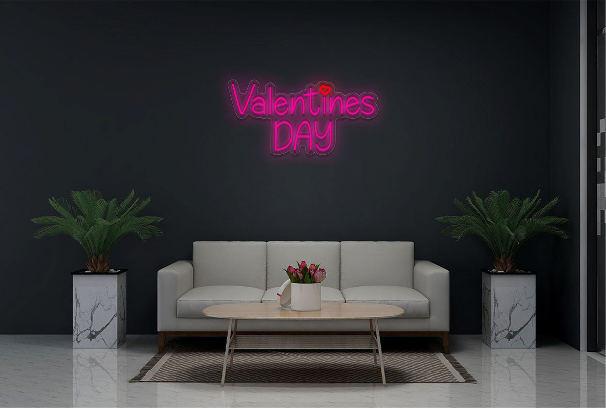 "Valentines Day" with Small Heart LED Neon Sign