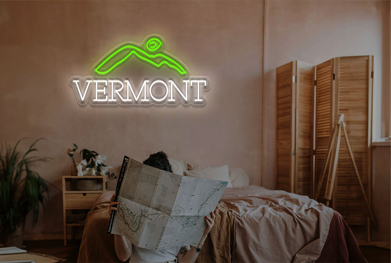 Vermont with Logo LED Neon Sign