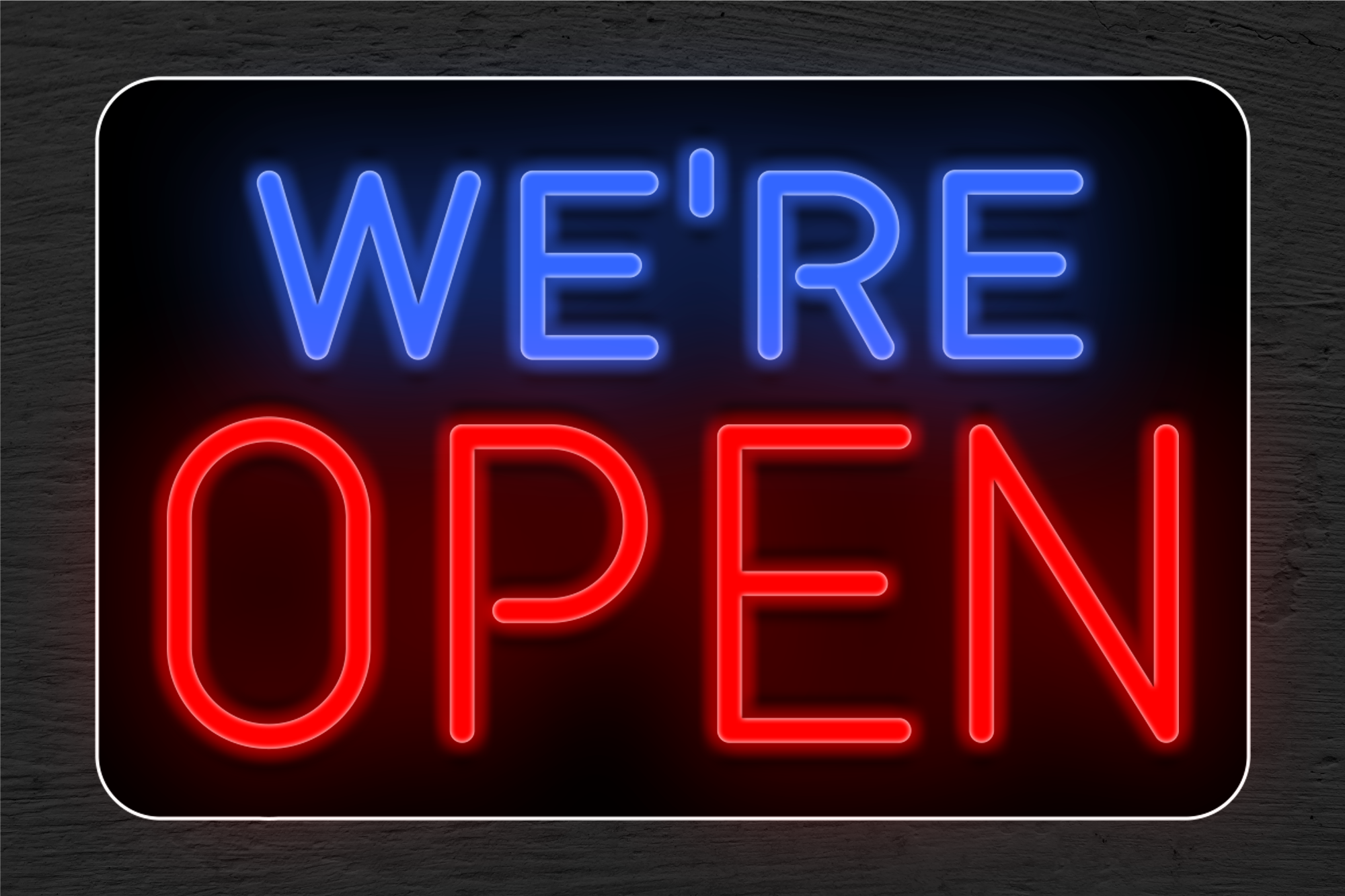 "WE'RE OPEN" Two Color LED Neon Sign