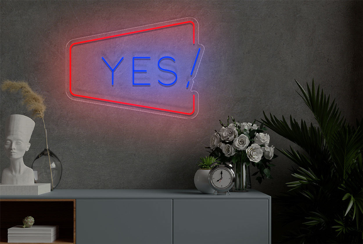 "Yes!" with Border LED Neon Sign