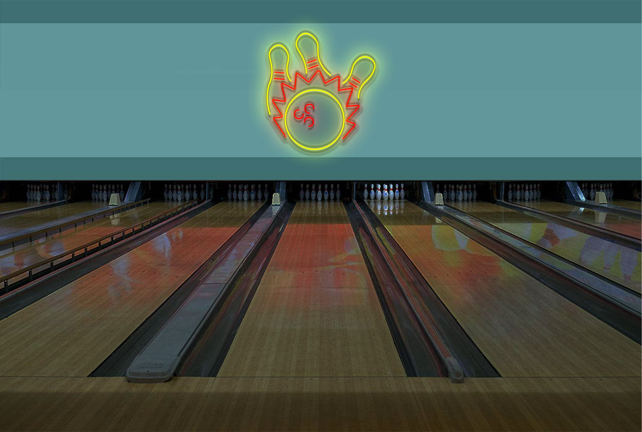 Bowling Ball and 3 Pins v2 LED Neon Sign