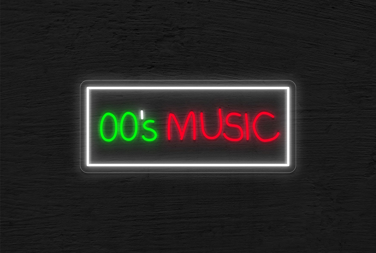 "00's Music" in Box Border LED Neon Sign