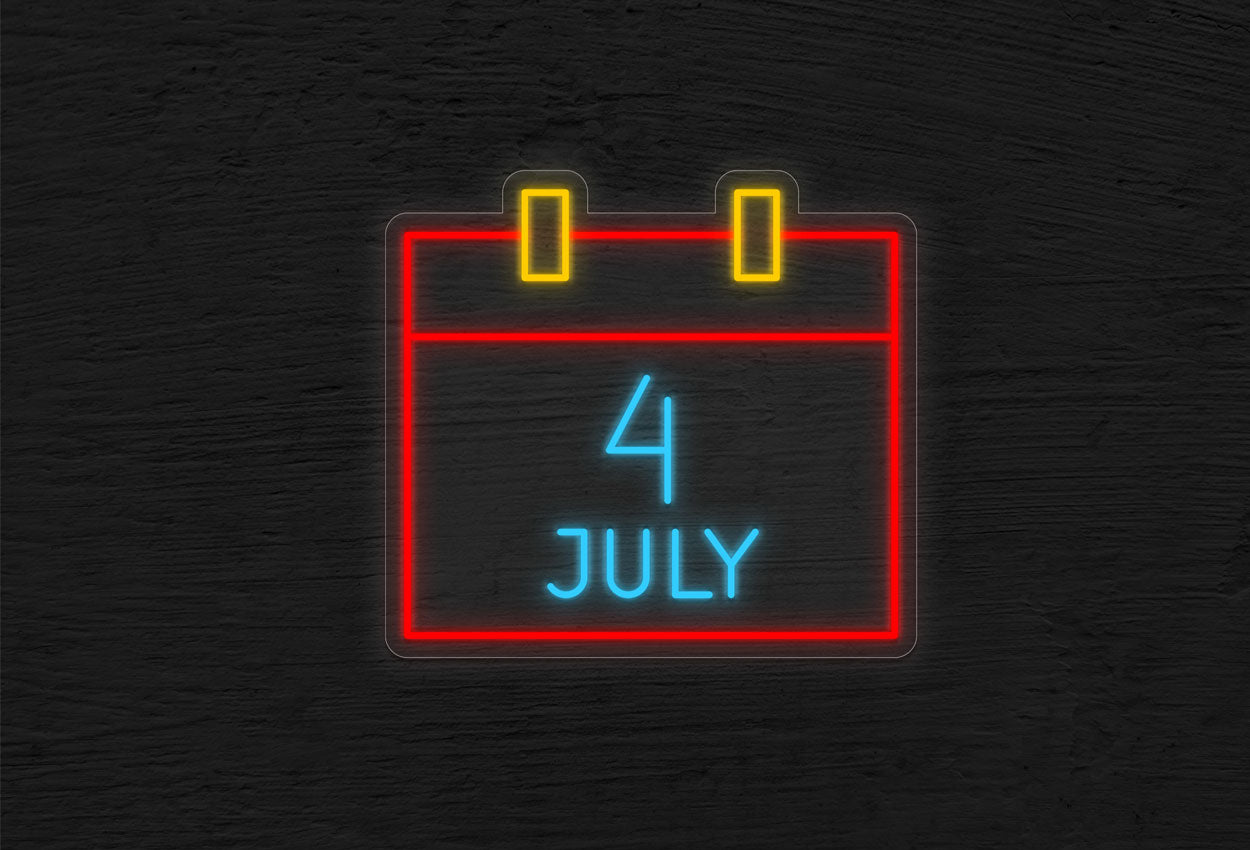 "4 July" inside a Calendar Border LED Neon Sign