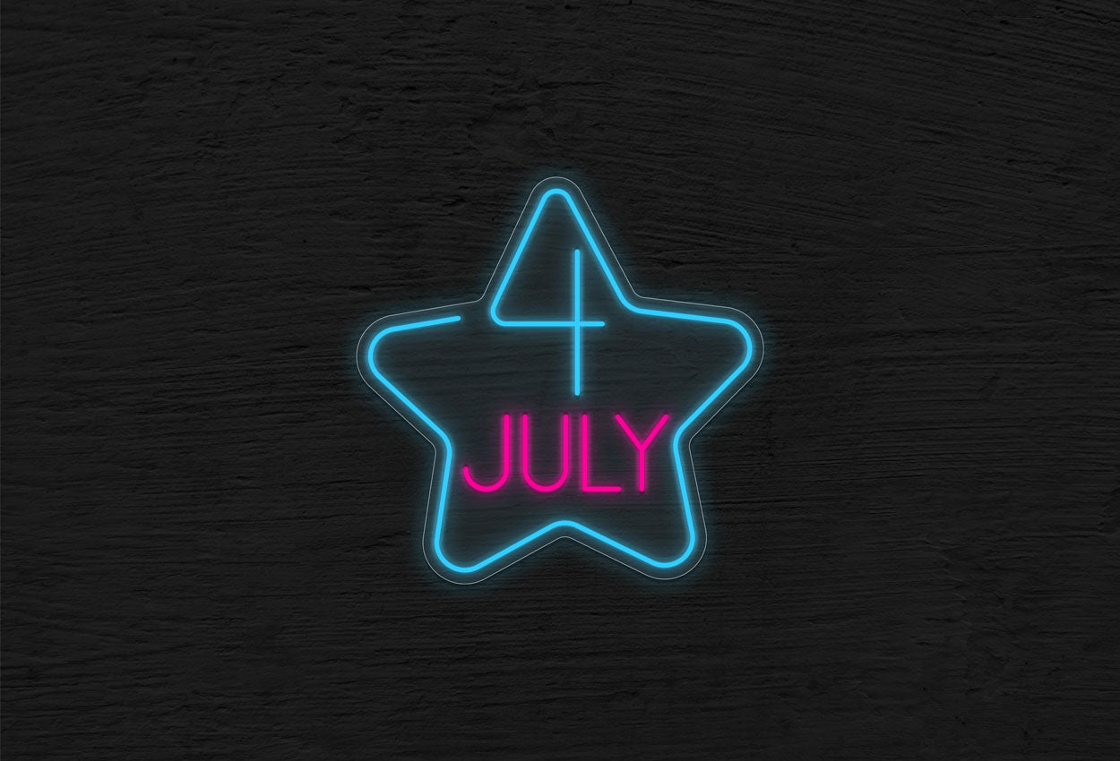"4 July" inside Star Border LED Neon Sign