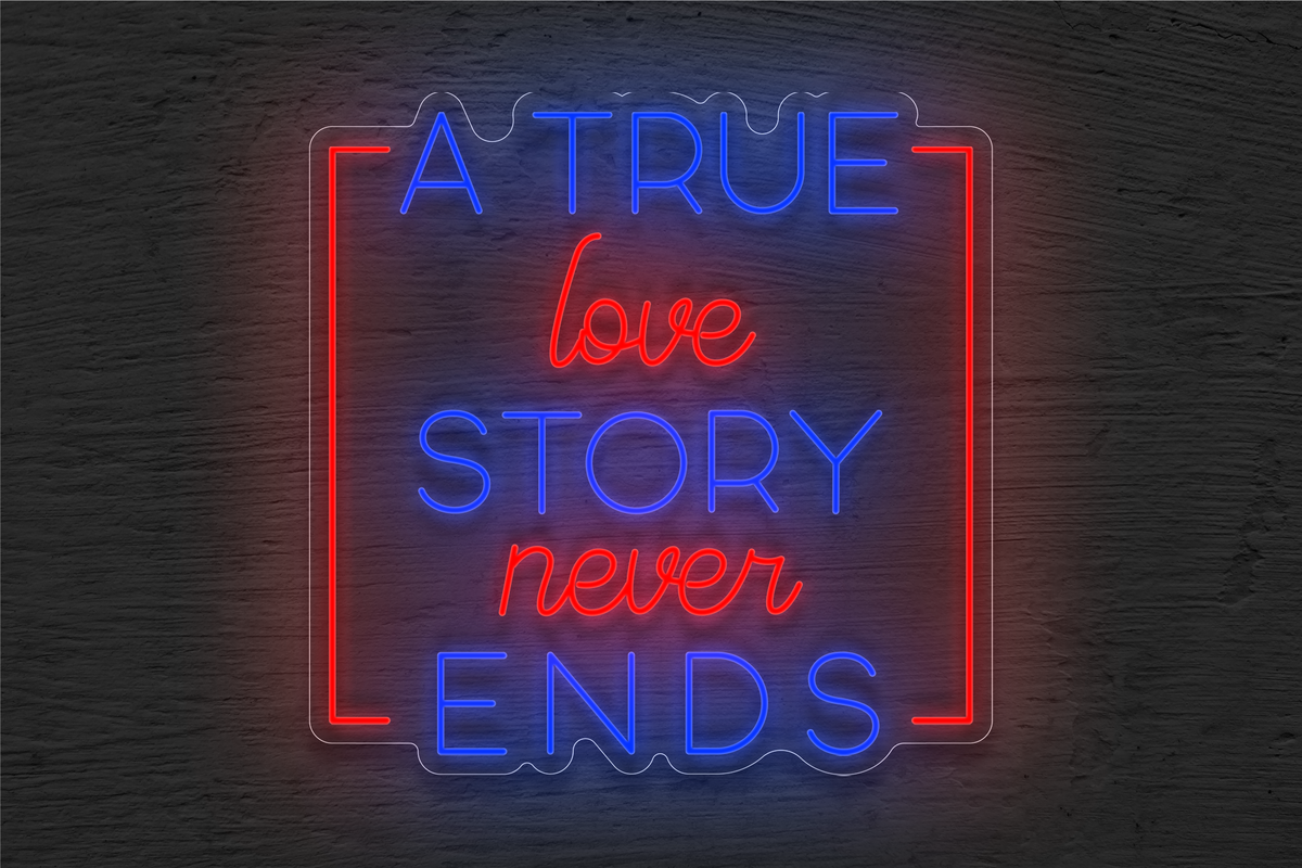 &quot;A True Love Story Never Ends&quot; with Border LED Neon Sign