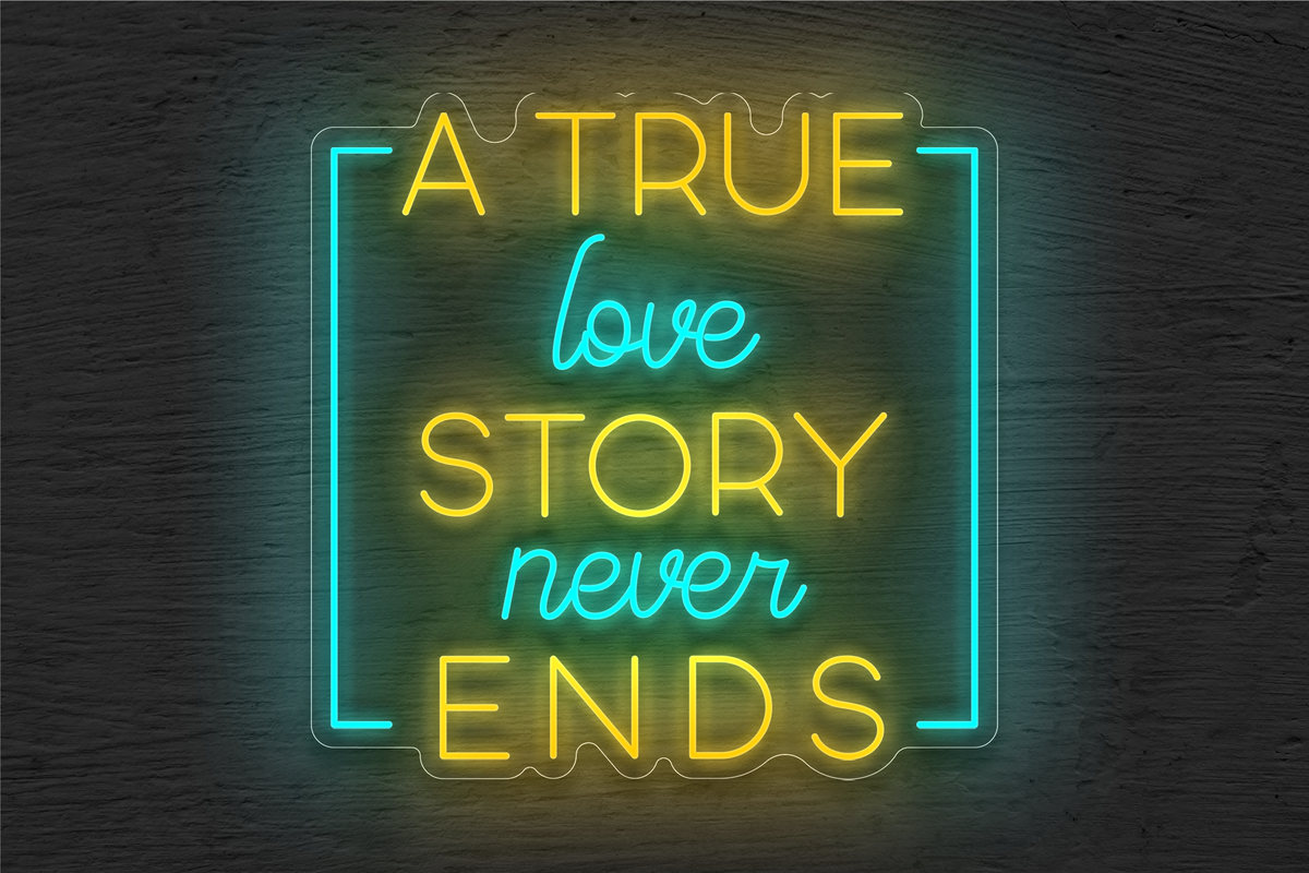 &quot;A True Love Story Never Ends&quot; with Border LED Neon Sign