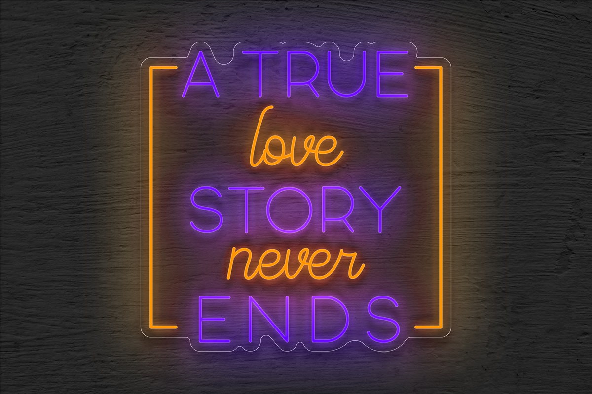 &quot;A True Love Story Never Ends&quot; with Border LED Neon Sign