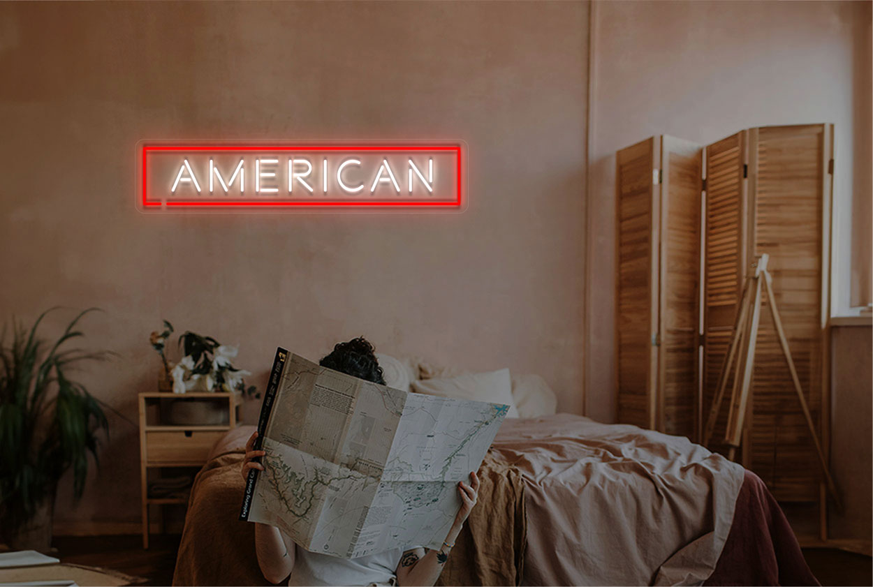 American with Rectangular Border LED Neon Sign