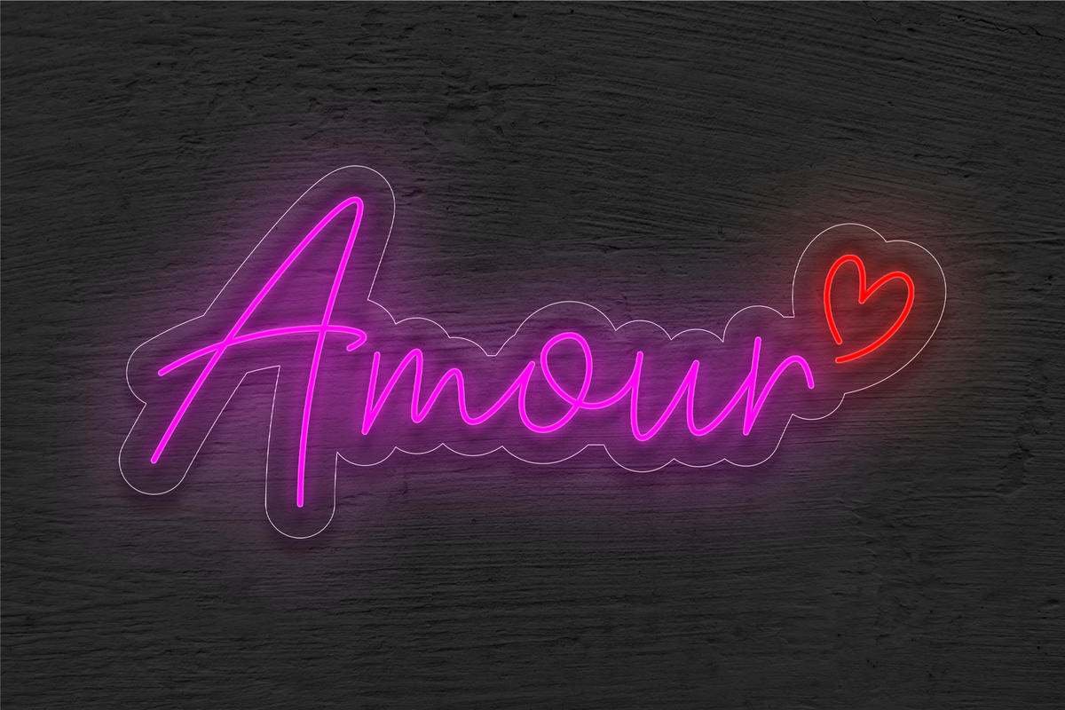 &quot;Amour&quot; with Heart LED Neon Sign