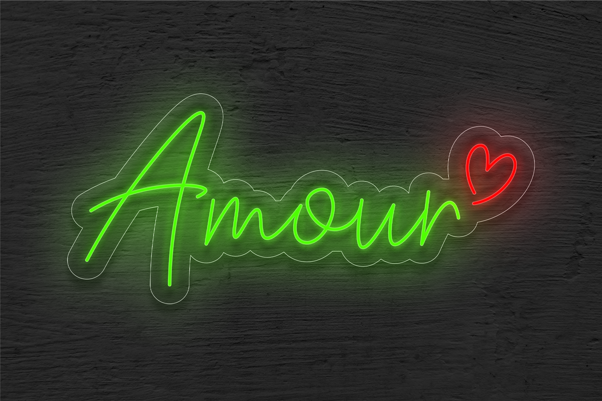 &quot;Amour&quot; with Heart LED Neon Sign