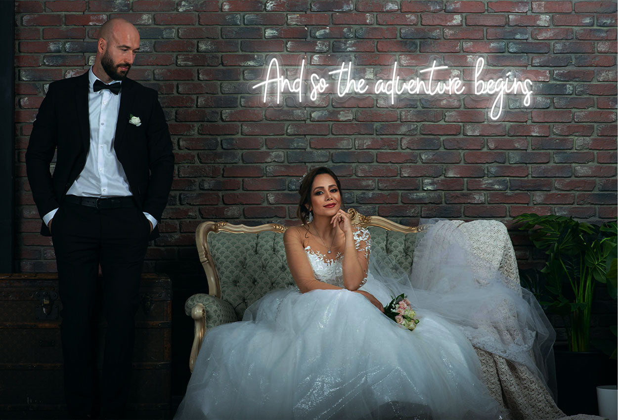 And so The Adventure Begins LED Neon Sign | Wedding Neon | Choose Your Own Font & Color