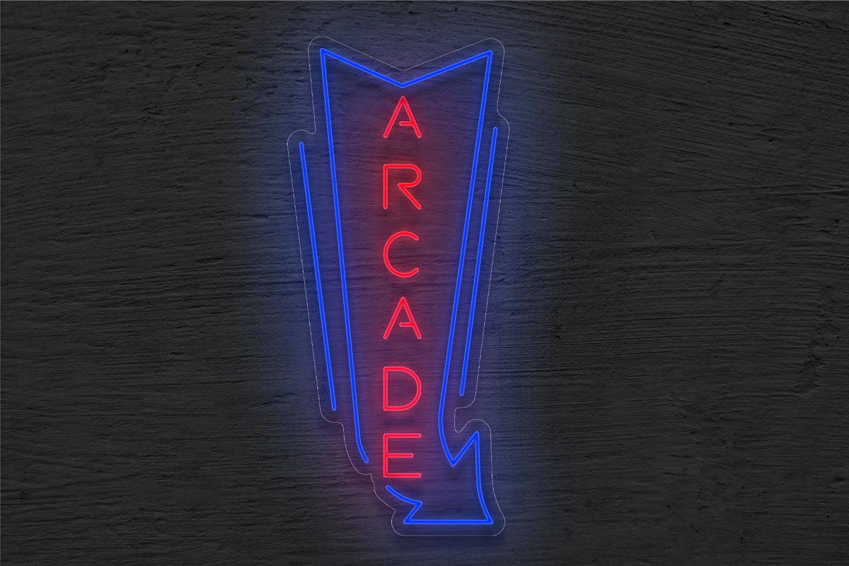 &quot;Arcade&quot; with Arrow Pointing Left LED Neon Sign