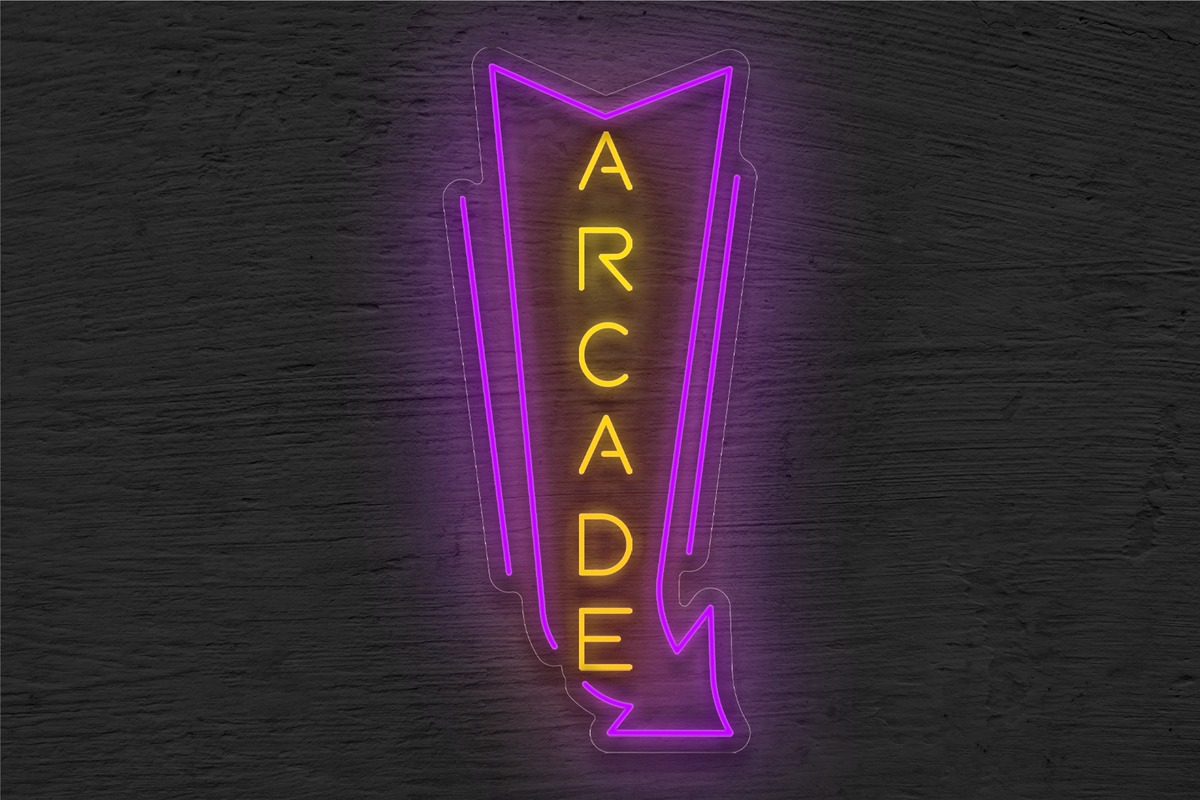 &quot;Arcade&quot; with Arrow Pointing Left LED Neon Sign