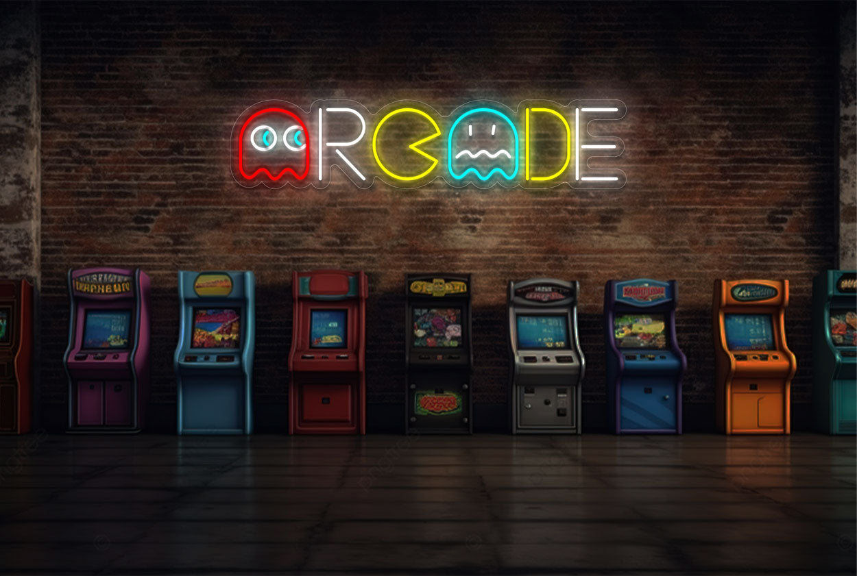 "Arcade" and Pacman LED Neon Sign