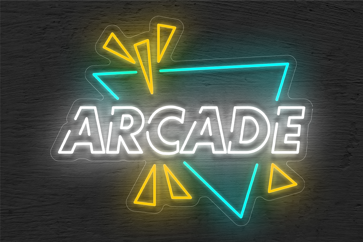 &quot;Arcade&quot; with Triangle Border LED Neon Sign