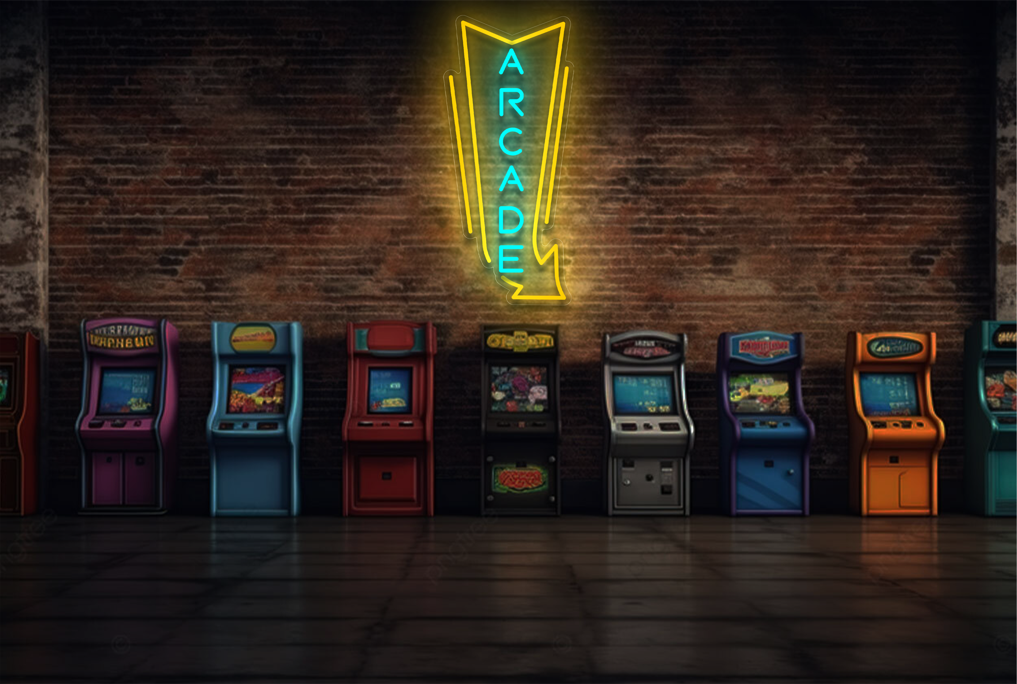 "Arcade" with Arrow Pointing Left LED Neon Sign