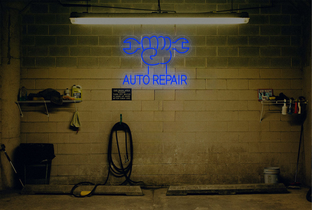 "Auto Repair" with Arm  and Tools LED Neon Sign