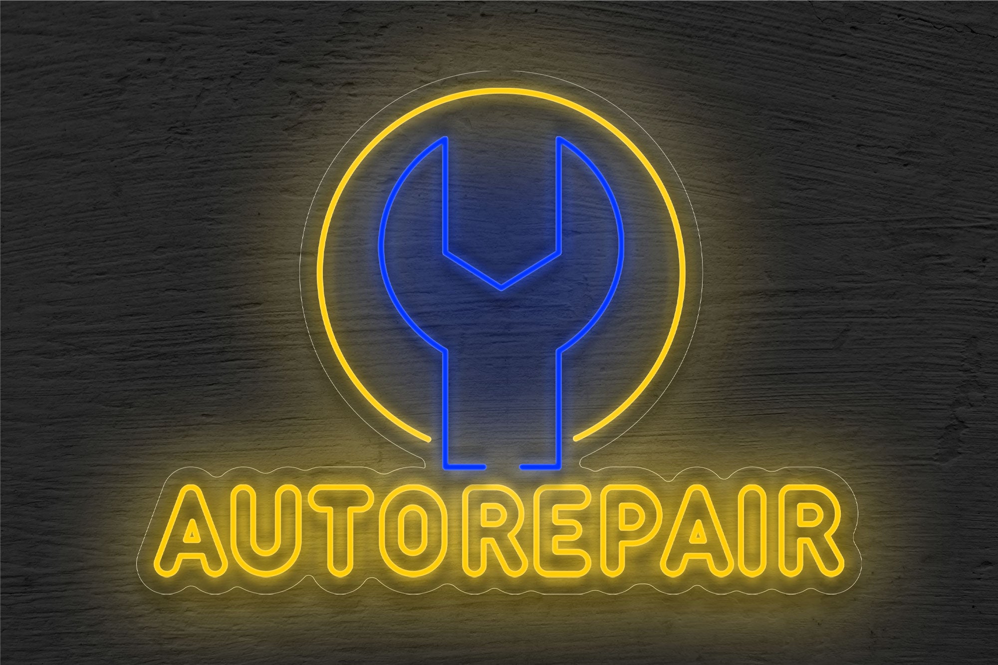 Outlined AutoRepair with Tool Inside a Circle Border LED Neon Sign