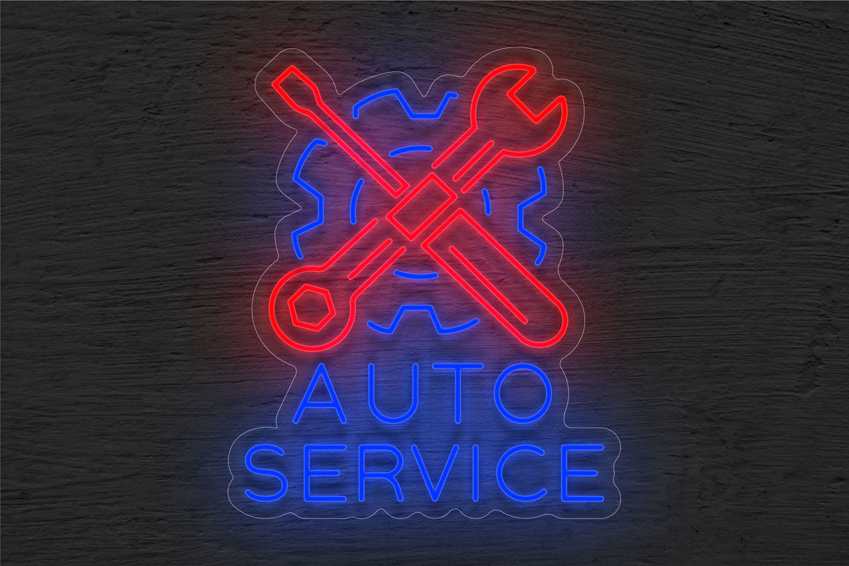Settings and Tool Logo &quot;Auto Service&quot; LED Neon Sign