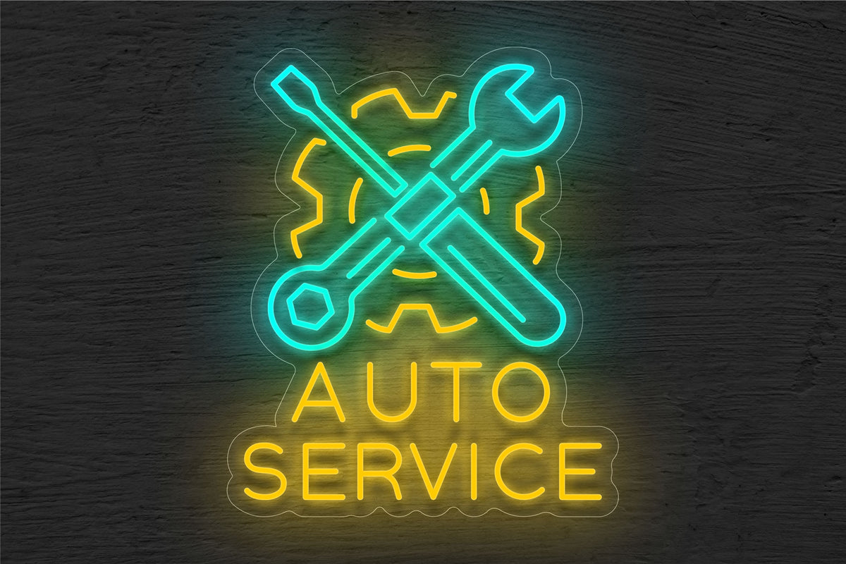 Settings and Tool Logo &quot;Auto Service&quot; LED Neon Sign