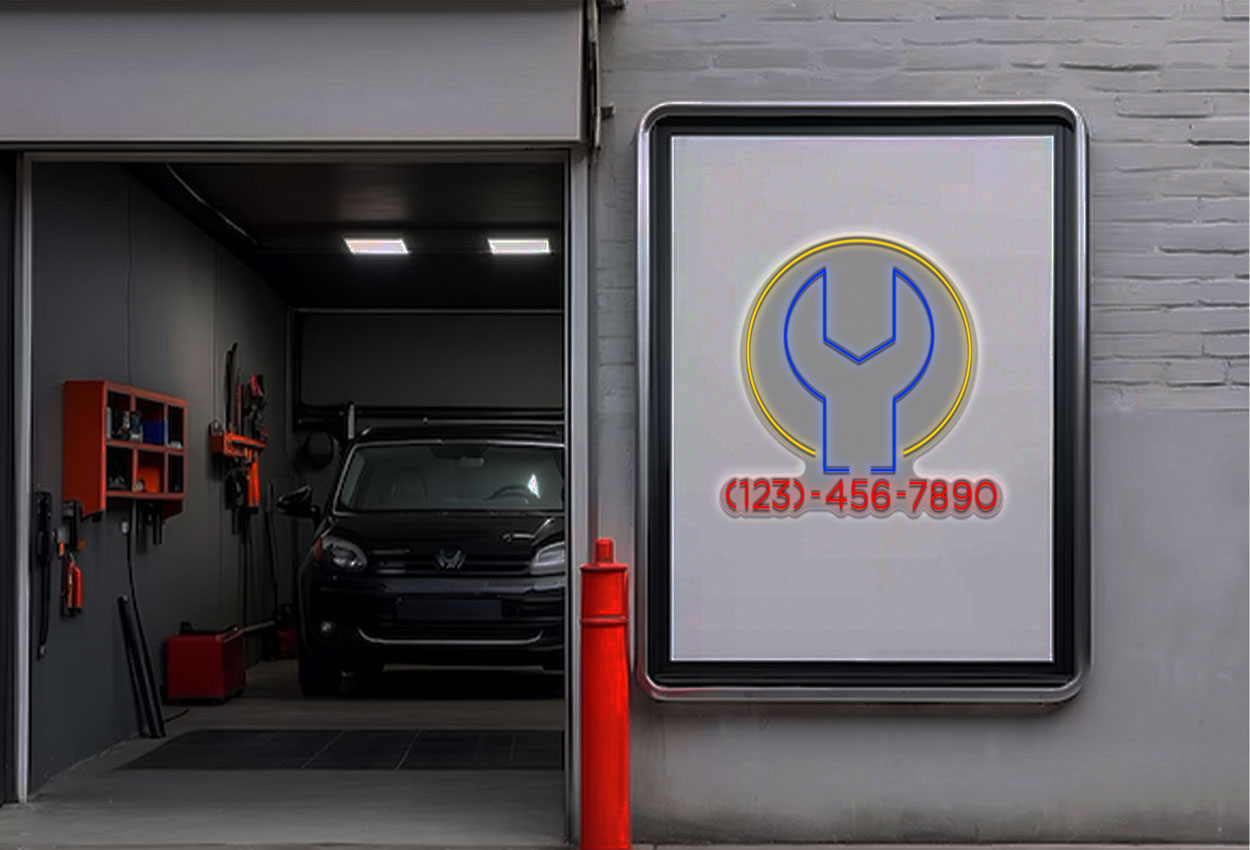 Auto Service Sign Board Buy Auto Repair With Numbers in a Circle Border LED Neon Sign | Best ...