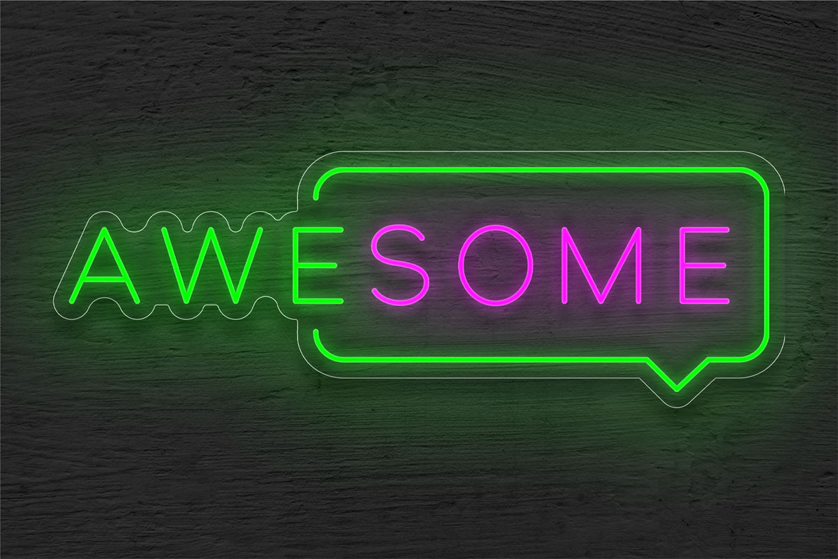 &quot;Awesome&quot; with Callout Border LED Neon Sign