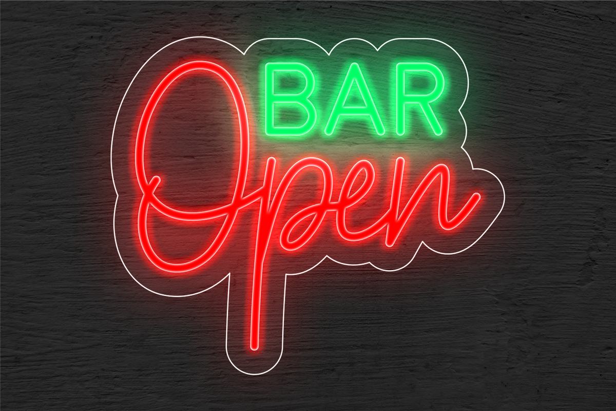&quot;BAR Open&quot; Two Color LED Neon Sign
