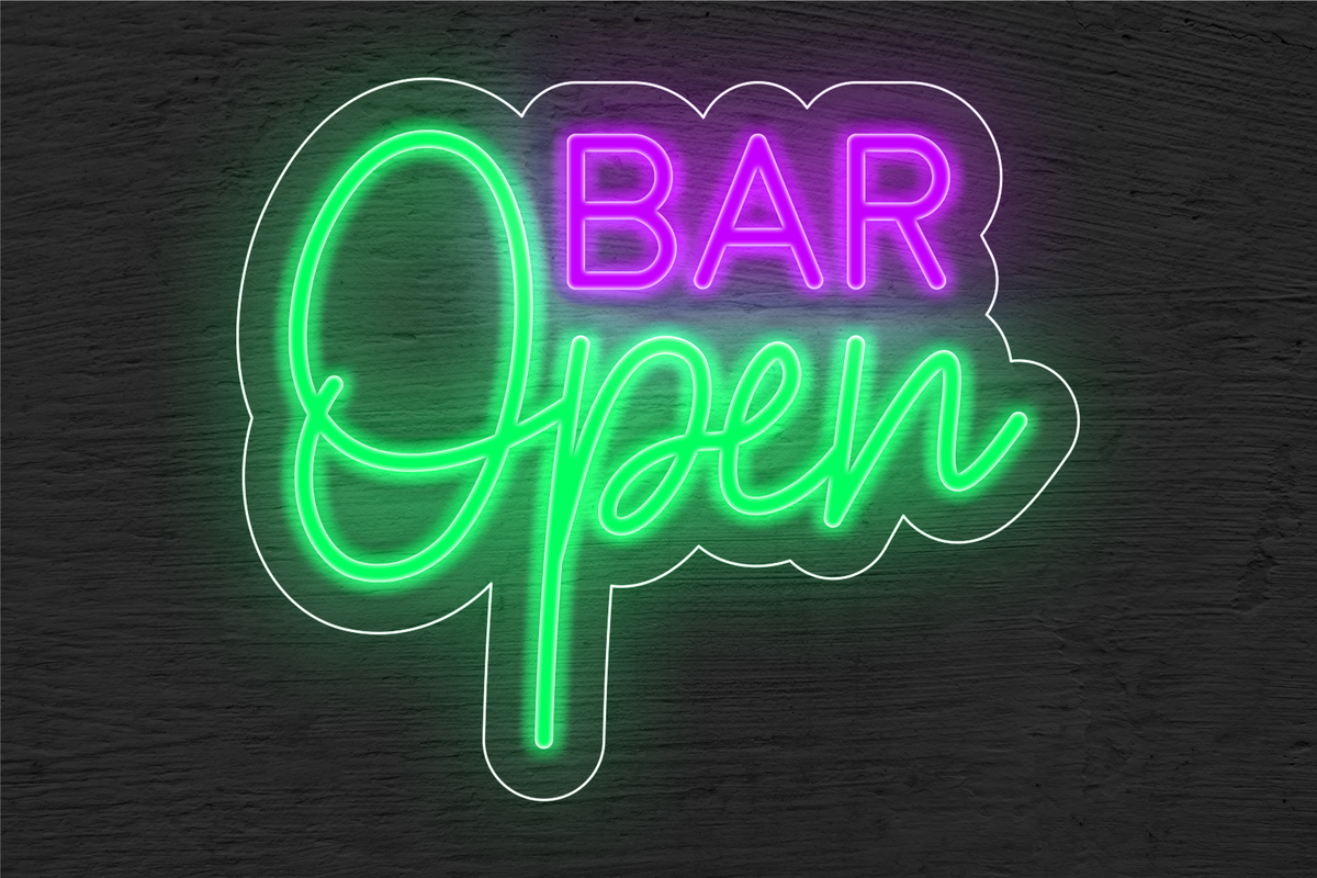 &quot;BAR Open&quot; Two Color LED Neon Sign